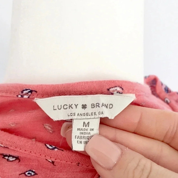 NWT Lucky Brand Floral Boarder Print Peasant Top - Picture 3 of 6